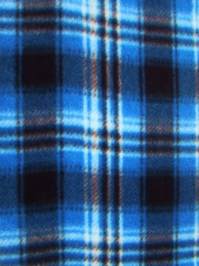 Tartan Plaid Polar Fleece Fabric Blue/Black