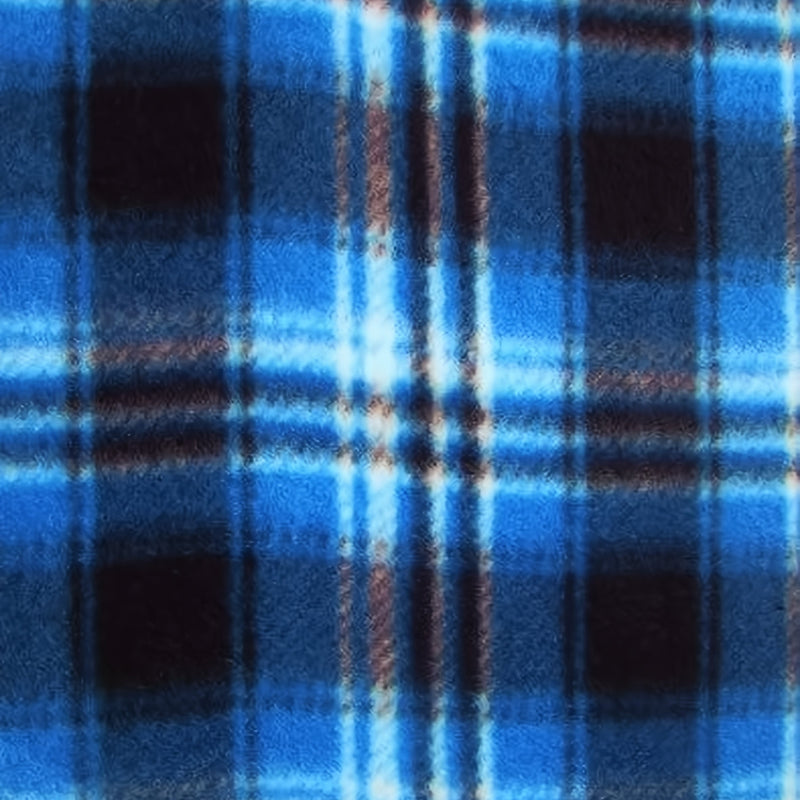 Tartan Plaid Polar Fleece Fabric Blue/Black