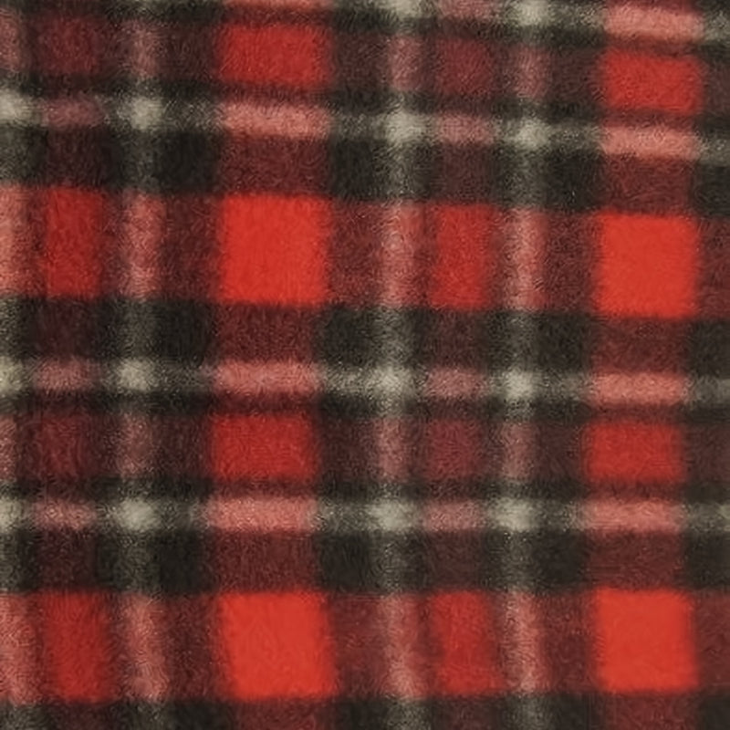Tartan Plaid Polar Fleece Fabric Red Burgundy Sold By The Yard