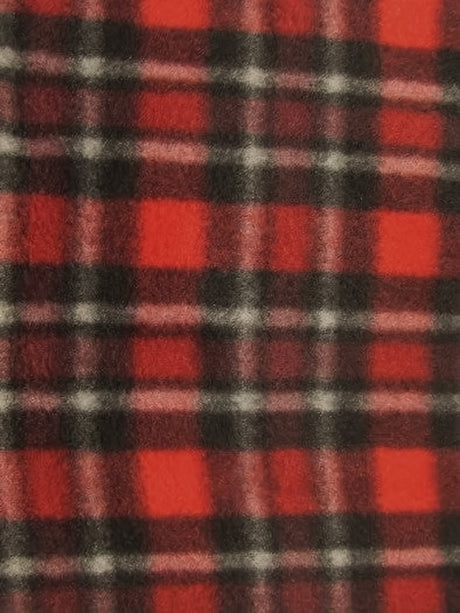 Tartan Plaid Polar Fleece Fabric Red Burgundy Sold By The Yard