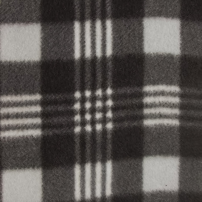 Tartan Plaid Polar Fleece Fabric Black Gray Sold By The Yard