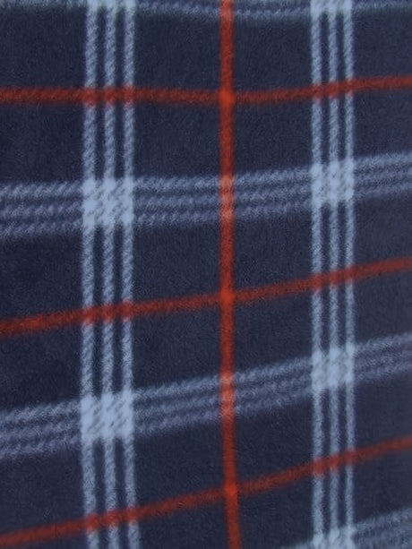 Tartan Plaid Polar Fleece Fabric Navy/Red