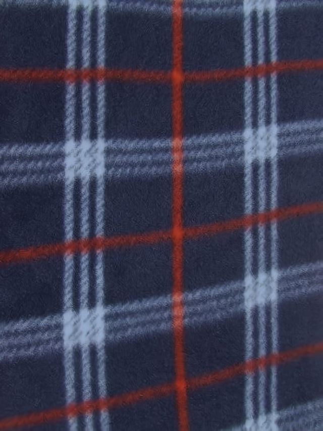 Tartan Plaid Polar Fleece Fabric Navy/Red