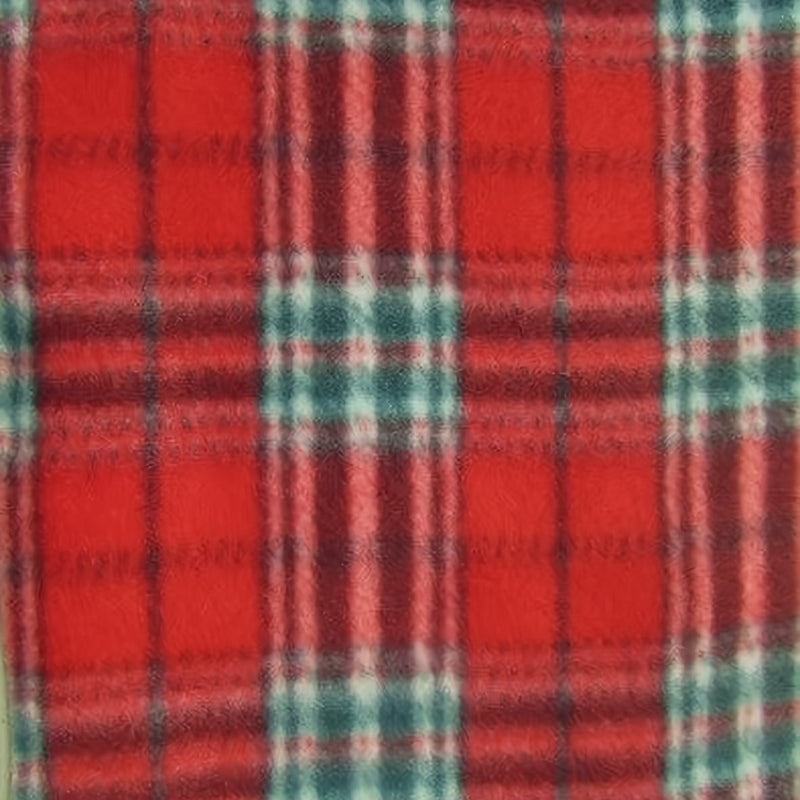 Tartan Plaid Polar Fleece Fabric Red Green Sold By The Yard
