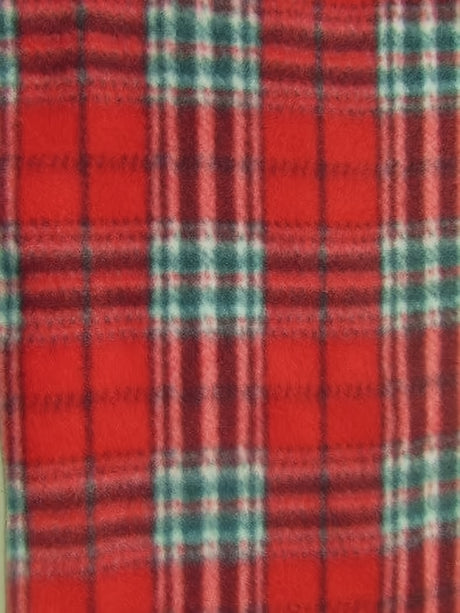 Tartan Plaid Polar Fleece Fabric Red Green Sold By The Yard