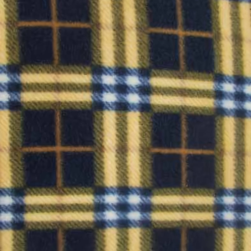 Tartan Plaid Polar Fleece Fabric Navy/Sunshine Sold By The Yard