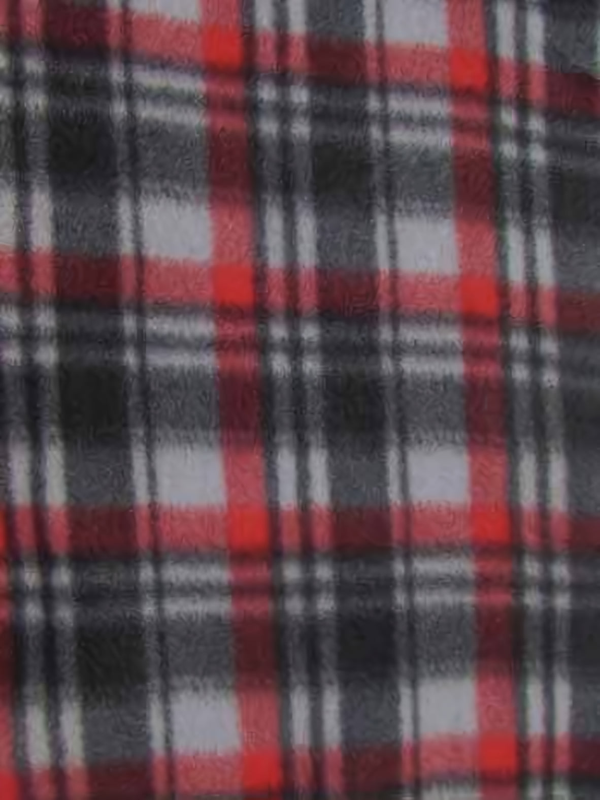 Tartan Plaid Polar Fleece Fabric Gray/Red Sold By The Yard