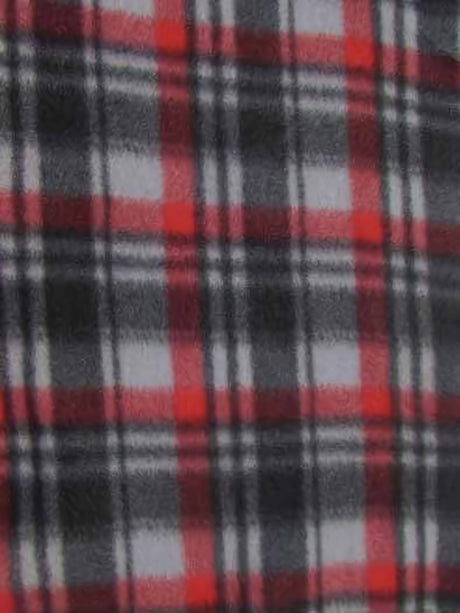 Tartan Plaid Polar Fleece Fabric Gray/Red Sold By The Yard