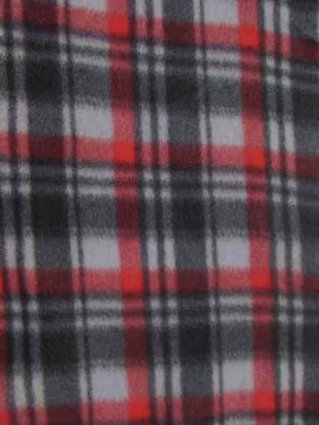 Tartan Plaid Polar Fleece Fabric Gray/Red Sold By The Yard