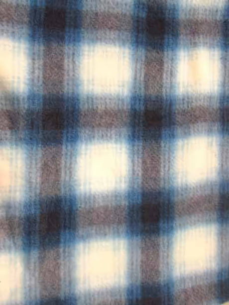 Tartan Plaid Polar Fleece Fabric Blue/White Sold By The Yard