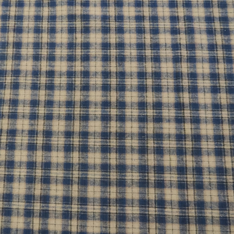 Tartan Plaid Uniform Apparel Flannel Fabric Khaki/Blue