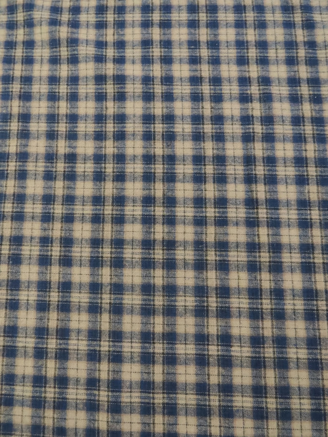 Tartan Plaid Uniform Apparel Flannel Fabric Khaki/Blue