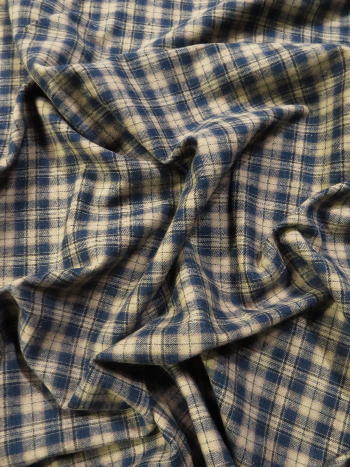 Tartan Plaid Uniform Apparel Flannel Fabric Khaki/Blue