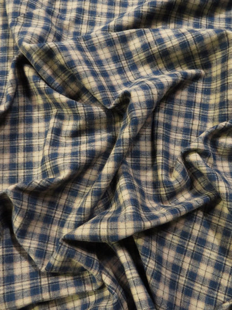 Tartan Plaid Uniform Apparel Flannel Fabric Khaki/Blue