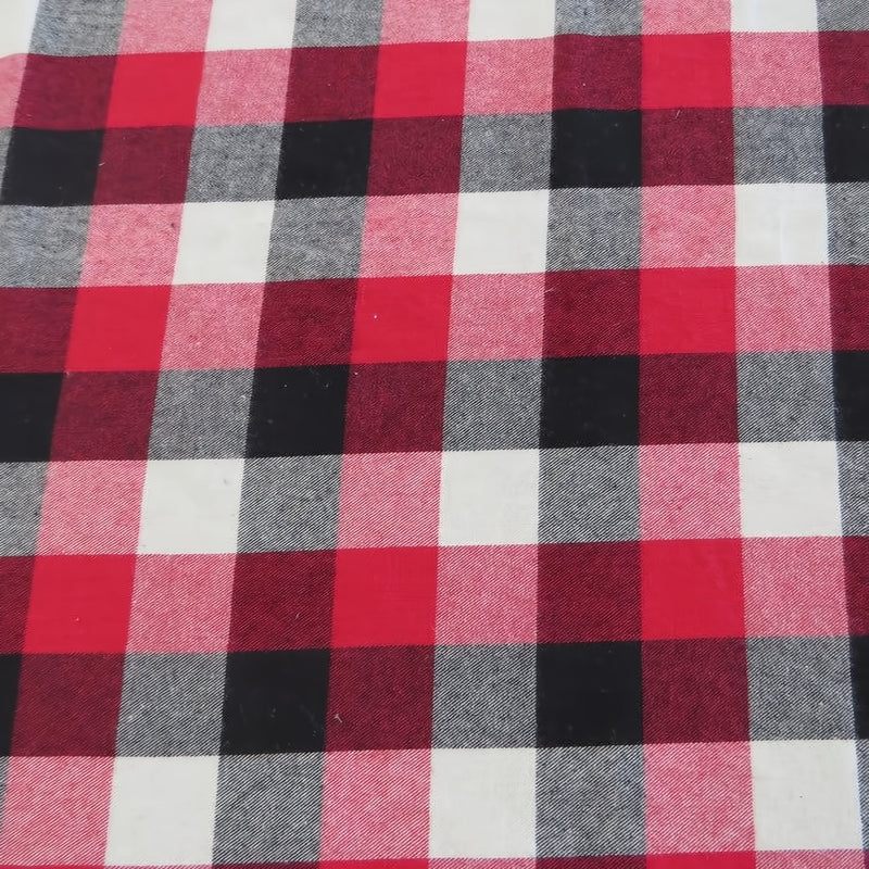 Tartan Plaid Uniform Apparel Flannel Fabric Red/Black/White