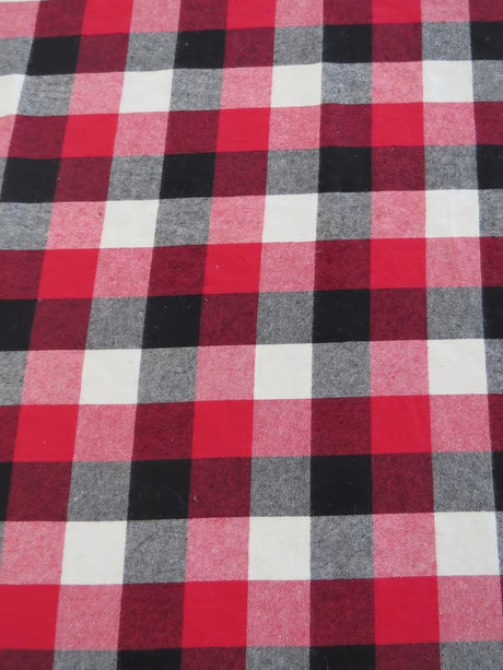 Tartan Plaid Uniform Apparel Flannel Fabric Red/Black/White