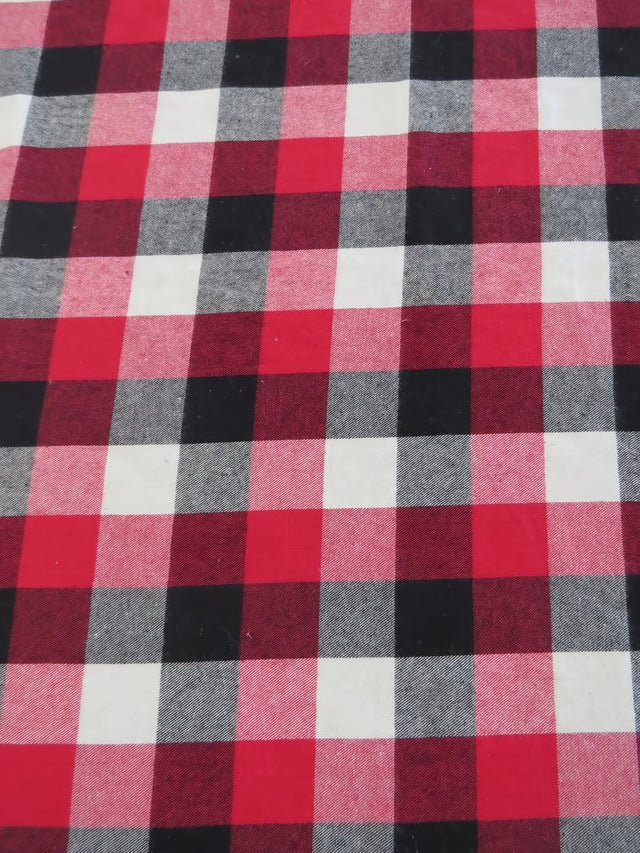 Tartan Plaid Uniform Apparel Flannel Fabric Red/Black/White