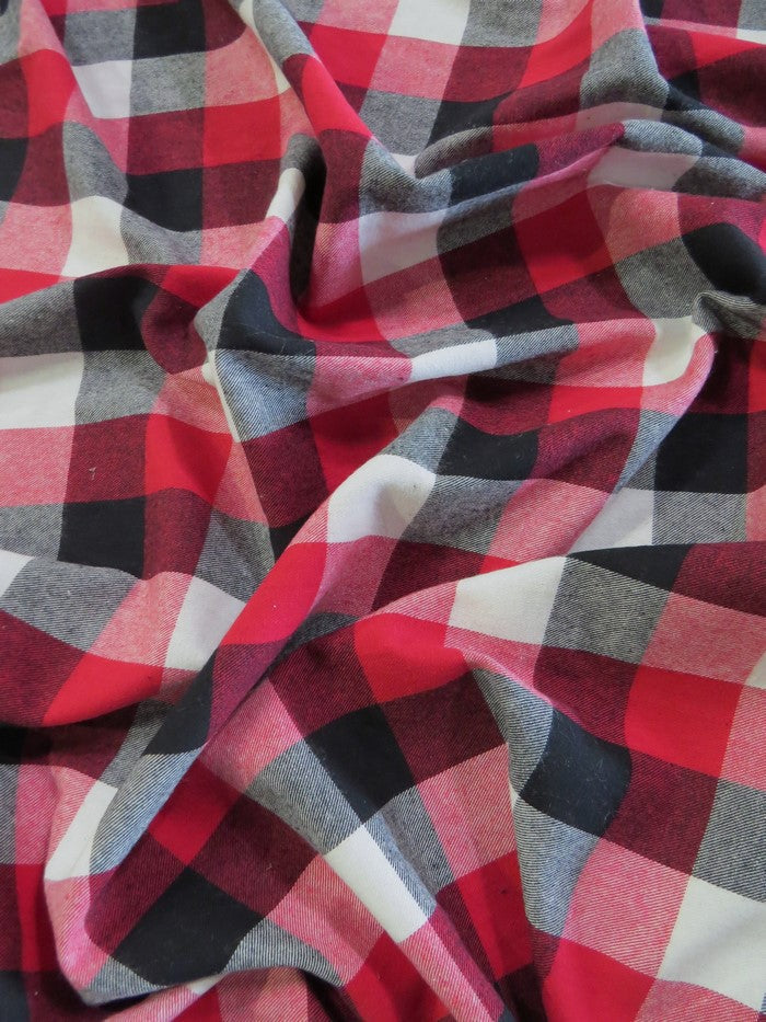 Tartan Plaid Uniform Apparel Flannel Fabric Red/Black/White