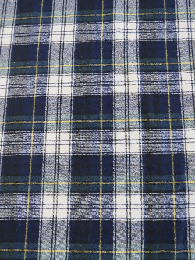 Tartan Plaid Uniform Apparel Flannel Fabric Blue/Green/White