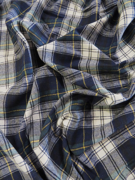 Tartan Plaid Uniform Apparel Flannel Fabric Blue/Green/White