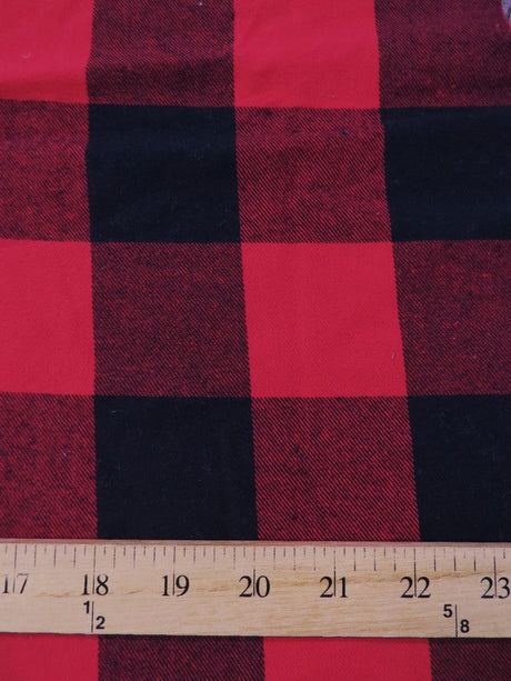 Buffalo Plaid Flannel Fabric Big Red Black by the Yard