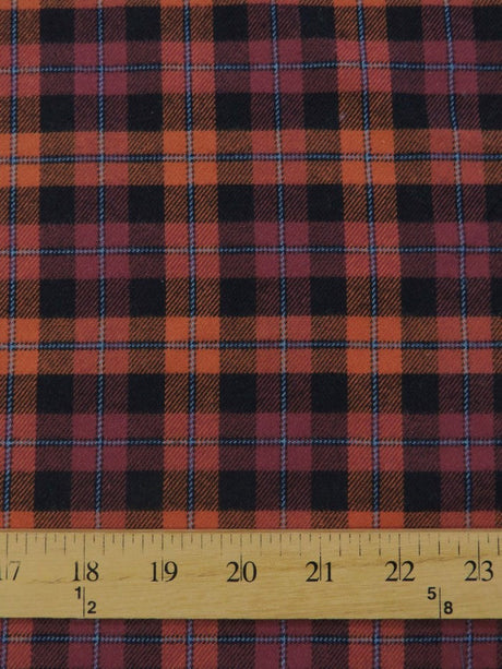 Tartan Plaid Uniform Apparel Flannel Fabric Orange/Black