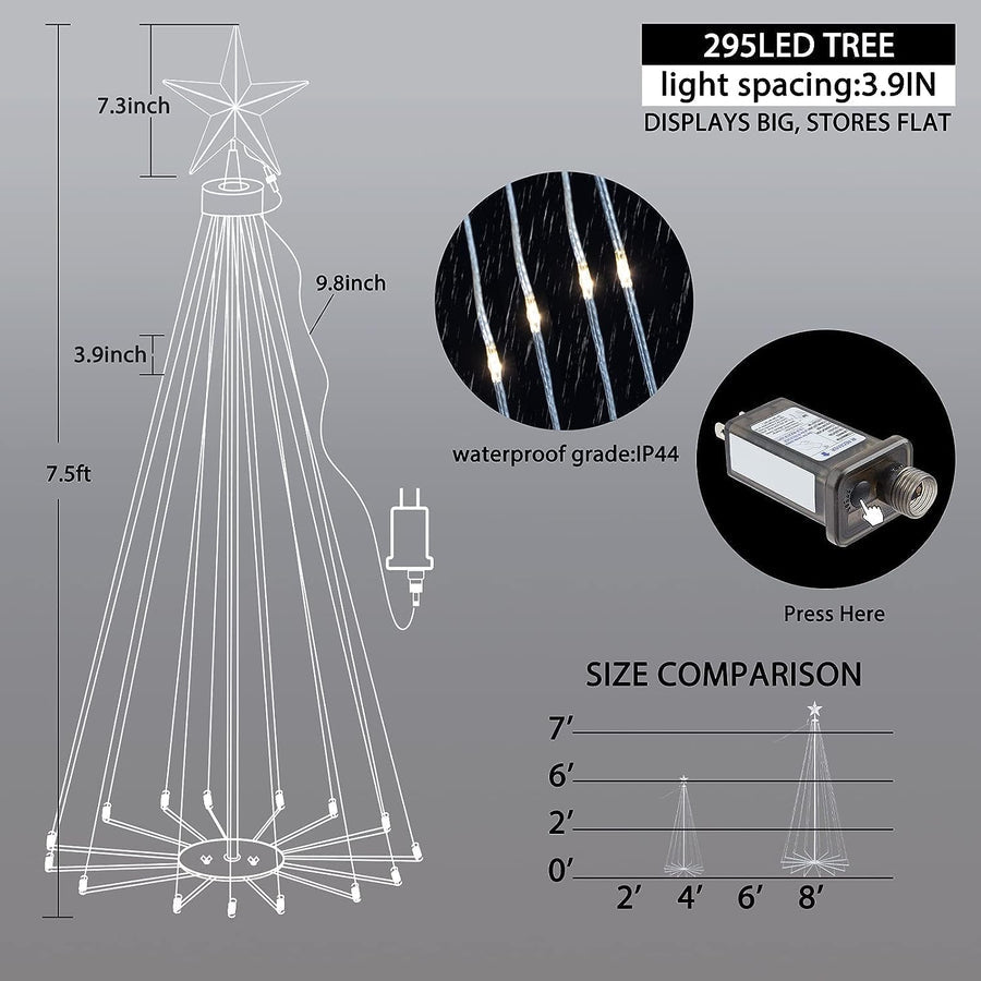 6FT Tree Light Outdoor w Star Warm White