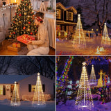 7FT Tree Light Outdoor w Star Warm White