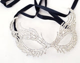 7 Inch Silver Venetian Masquerade Crystal Mask Wedding