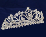 Silver Crystal Rhinestone Tiara 6" wide × 2.25"
