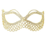 Gold Rhinestone Masquerade Wedding Eye Mask 7.5 Inch