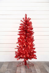 4' Red Tinsel Christmas Tree