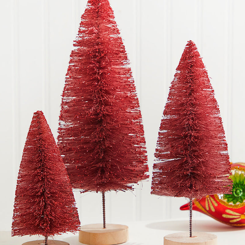 Red Bottle Brush Tree - Set of 3