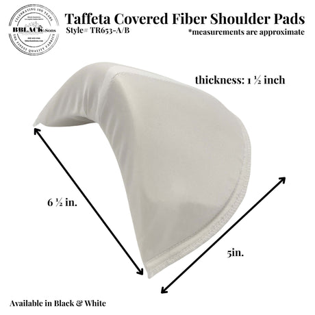 Taffeta Covered Fiber Shoulder Pads - Taffeta Covered Fiber Fabric - Black, White