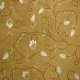 Trezza Floral Embroidered Silk Fabric - Antique Gold, Dusk, Olive, Pewter, 54" Width (1 Yard)