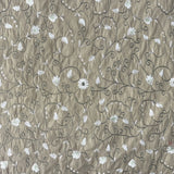 Trezza Floral Embroidered Silk Fabric - Antique Gold, Dusk, Olive, Pewter, 54" Width (1 Yard)