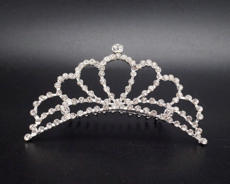 Silver Crystal Rhinestone Mini Tiara – Pack of 12