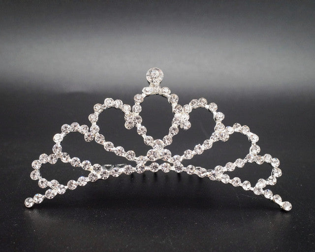 Silver Crystal Rhinestone Mini Tiara – Pack of 12