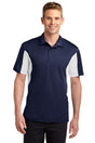 Black/Graphite tall performance polo; Navy/White tall golf polo; Royal/White tall athletic polo; Red/Black tall moisture-wicking polo.