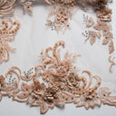 1 Yard Tulle Lace Fabric Embroidered with Applique & Beads with 3D Floral Pattern 100% Polyester 50/52" Wide