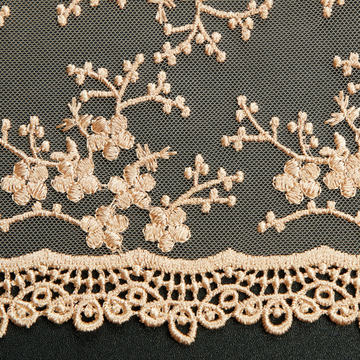 1 Yard Tulle Lace Fabric with Embroidered Chemical Scallop Edge, 50/52" Wide