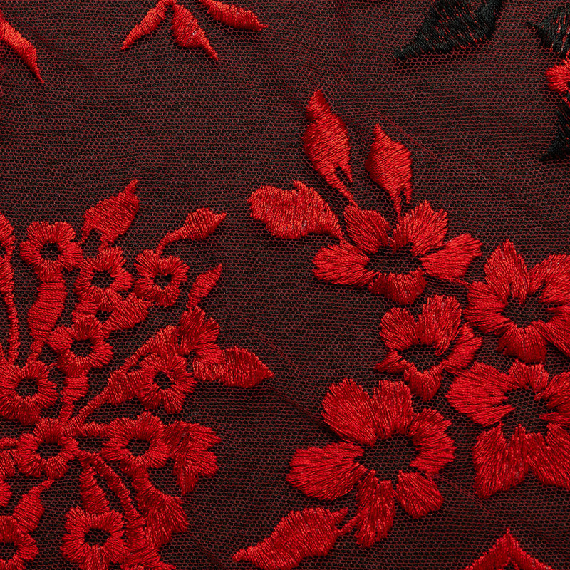 1 Yard Two Tone Tulle Lace Fabric Embroidered, 100% Polyester, 50/52" Wide