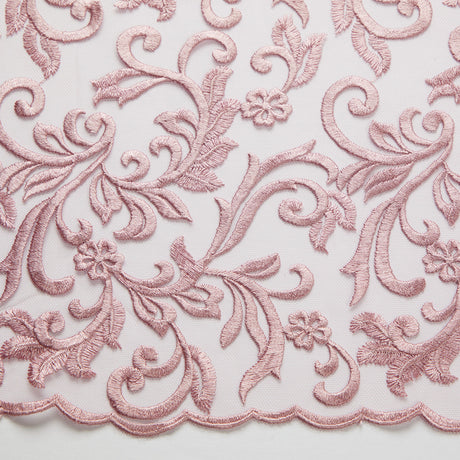 1 Yard Tulle Lace Fabric with Intricate Embroidery, 50/52" Wide 100% Polyester