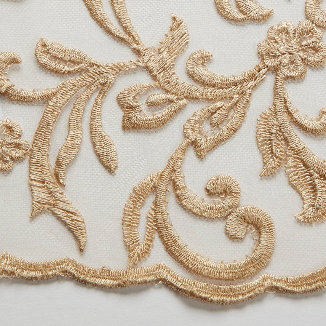 1 Yard 100% Polyester Tulle Lace Fabric Embroidered with Elegant Intricate Patterns 50/52" Wide