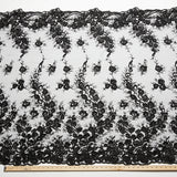 1 Yard 100% Polyester, 50/52" Wide Luxury Embroidered Tulle Lace with Beads & Sequins
