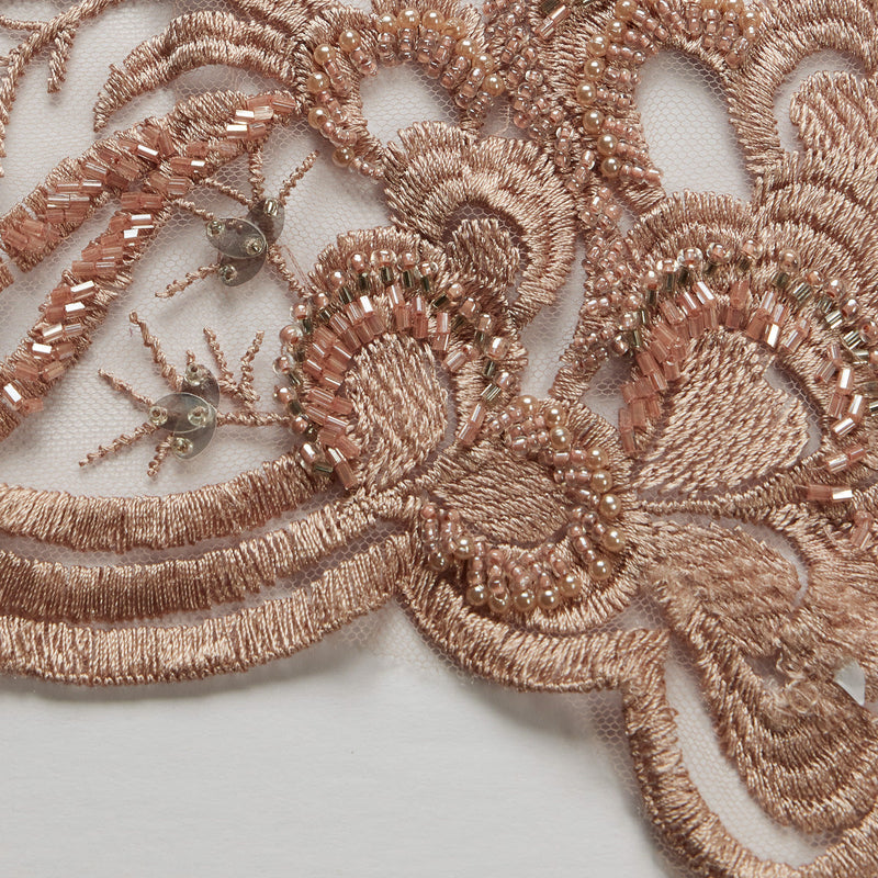 1 Yard Tulle Lace Fabric Embroidered with Beads & Sequins 50/52" Wide 100% Polyester for Bridal & Evening Wear