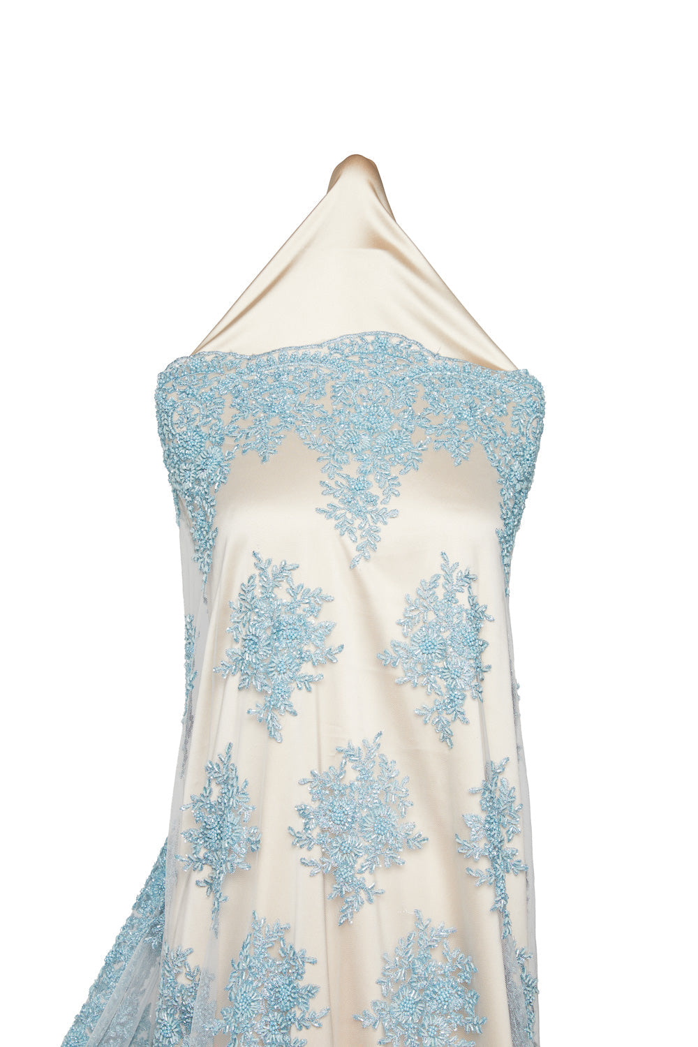 1 Yard Elegant Metallic Tulle Lace Fabric with Sequin and Bead Detailing 100% Polyester, 50/52" Wide