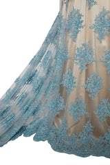 1 Yard Elegant Metallic Tulle Lace Fabric with Sequin and Bead Detailing 100% Polyester, 50/52" Wide