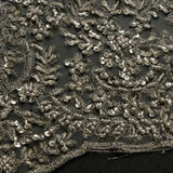 1 Yard Elegant Metallic Tulle Lace Fabric with Sequin and Bead Detailing 100% Polyester, 50/52" Wide