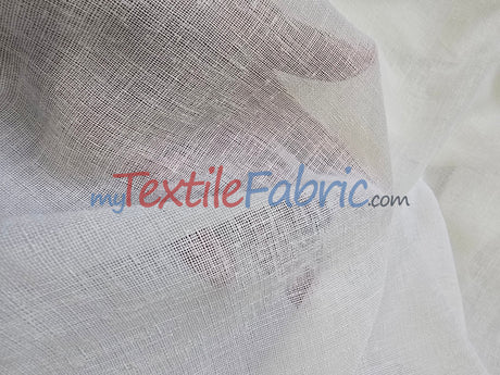 Extra Wide Turkish Sheer 100 Percent Polyester Fabric - Textured Linen-Look Sheer, 108" Width, White, Offwhite, Ivory, Champagne (1 Yard)